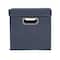 Household Essentials 11.5" Denim Blue Collapsible Cotton Blend Cube Storage Box with Lid, 2ct.